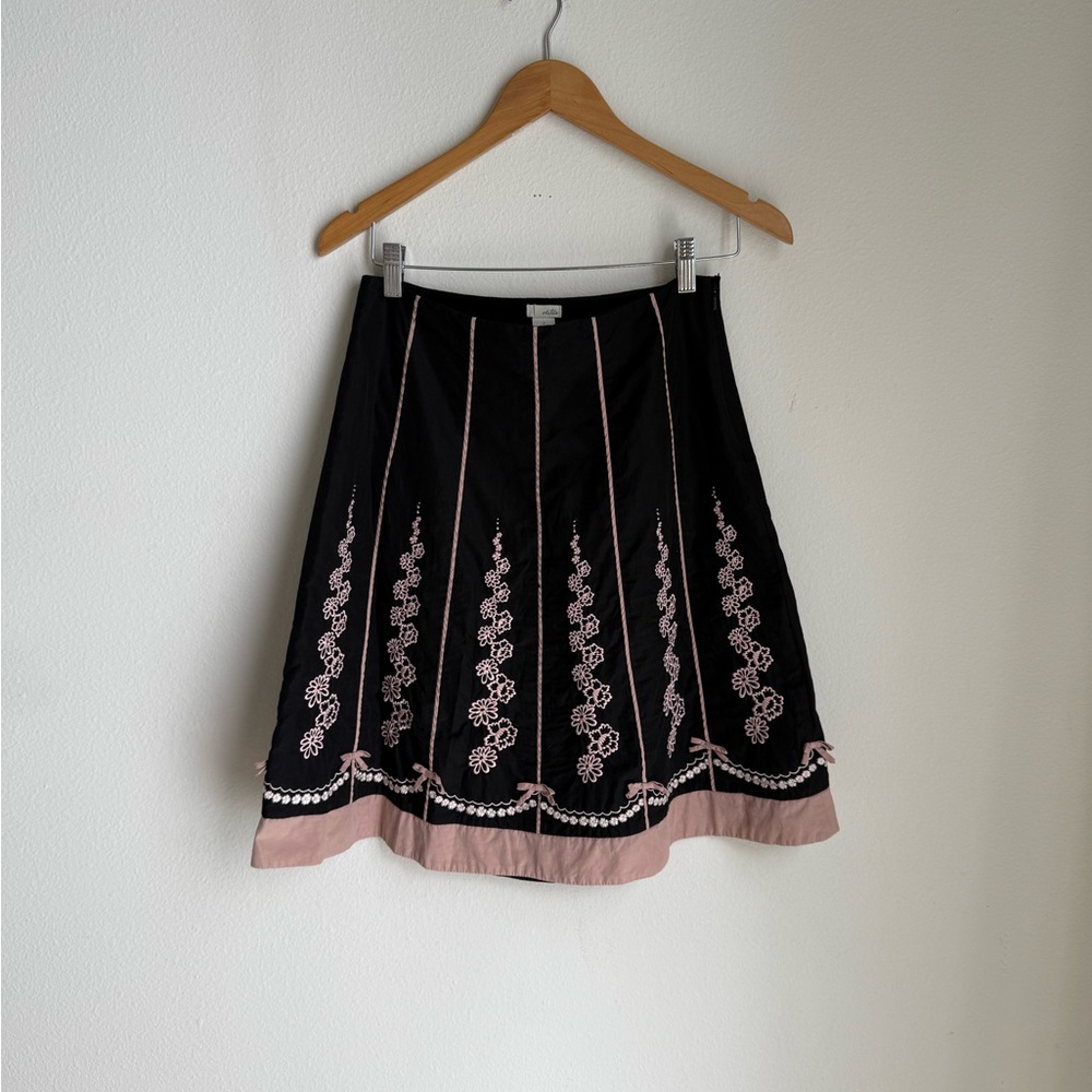 Odille Black and Pink Embellished Skirt